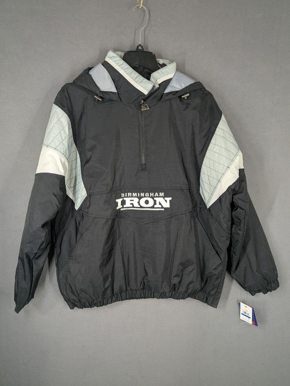 AAF Football League Birmingham Iron Starter Hooded Half Zip Pullover Jacket XL
